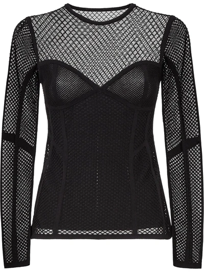 Fendi Bustier Style Mesh Top In Black