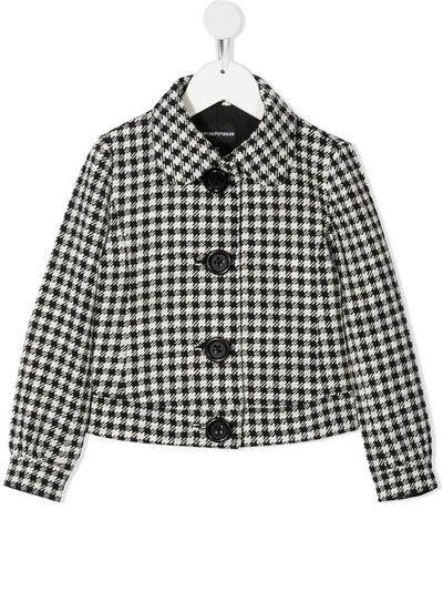 Emporio Armani Teen Houndstooth Single-breasted Jacket In Black
