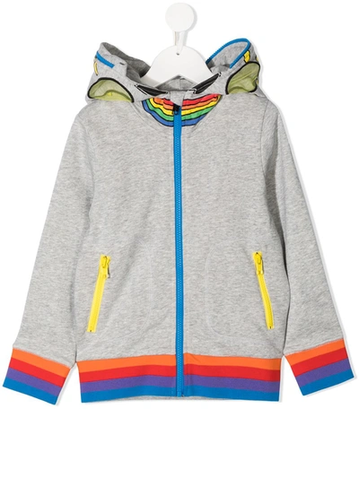 Stella Mccartney Kids' Weather-print Zip-up Hoodie In Grey
