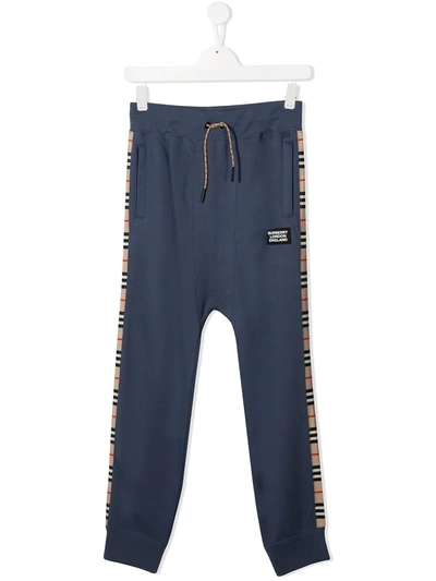Burberry Kids' Signature Check Track Trousers In Blue