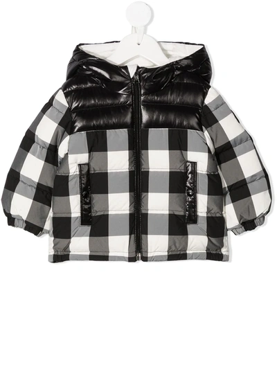 Moncler Babies' Check Pattern Down Jacket In Black