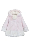 Widgeon Babies' Hooded Faux Fur Coat In Cotton Candy