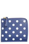 Comme Des Garçons Dot Print Half Zip Wallet In Navy