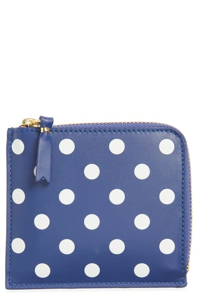 Comme Des Garçons Dot Print Half Zip Wallet In Navy