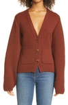 Khaite Lucy Stretch-cashmere Cardigan In Mahogany