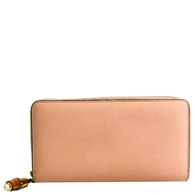 Pre-owned Gucci Pink/light Pink Leather Nymphaea Wallet