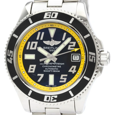 Pre-owned Breitling Black/yellow Stainless Steel Superocean Automatic A17364 Men's Wristwatch 42 Mm