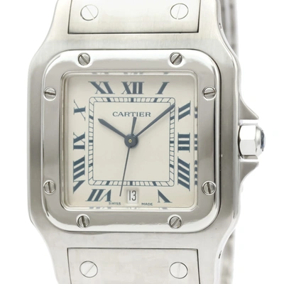 Pre-owned Cartier Silver Stainless Steel Santos Galbee Quartz W20060d6 Men's Wristwatch 29 Mm