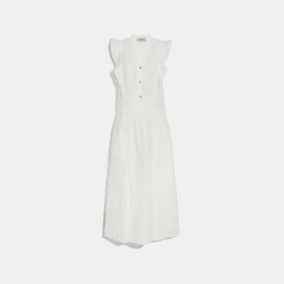 Coach Broderie Anglaise Maxi Dress In Beige - Size 10 In White