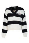 MONCLER WHITE/BLACK WOOL SWEATER,611F069A-6D7B-5C04-33A0-7E4CCDAC28D5