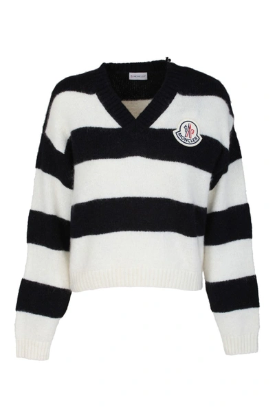Moncler White/black Wool Sweater