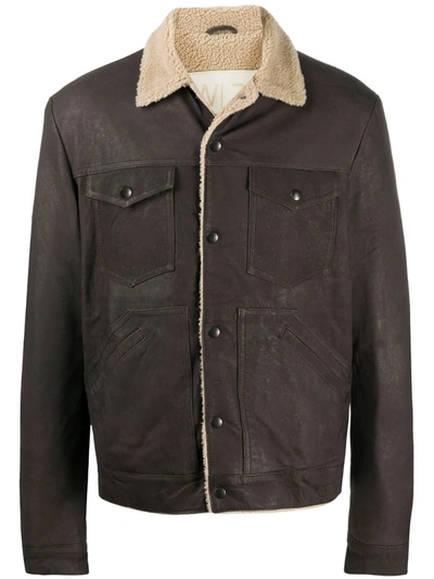 Giorgio Brato Shearling Leather Shirt Coat In Brown