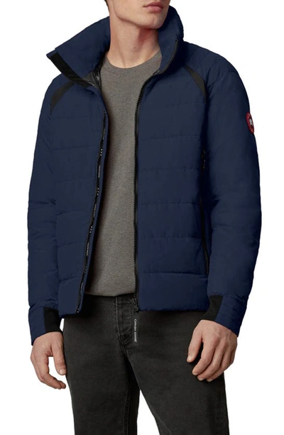 Canada Goose Updated Hybridge Base Hooded 750 Fill Power Down Jacket In Navy
