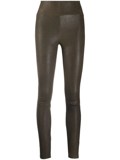 Sprwmn High Waisted Slim-fit Leggings In Green