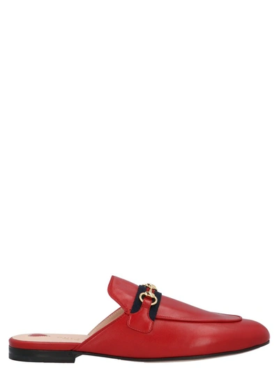 Gucci Princetown Horsebit-detailed Leather Slippers In Red
