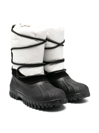 Moncler Teen Two-tone Snow Boots In Black