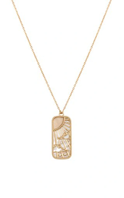 L'atelier Nawbar Elements Of Love 18k Yellow Gold Air Pendant Necklace In White