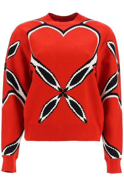 Alexander Mcqueen Heart-motif Intarsia Viscose-knit Sweater In Red