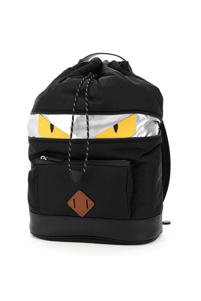 Fendi Nylon Hidden Eyes Backpack In Black