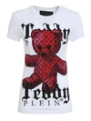 Philipp Plein Round Neck Ss Monogram Teddy T-shirt In White In Black