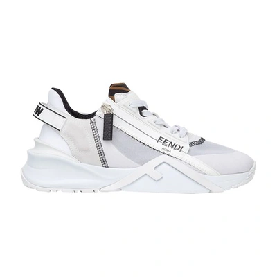 FENDI WHITE NYLON AND SUEDE LOW TOPS,FENSZG8ZWHT