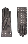 AGNELLE CLAIRE STUDDED LAMBSKIN LEATHER GLOVES,CLAIRE/S