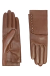 AGNELLE RACHELLE SNAPS LAMBSKIN LEATHER GLOVES,RACHELLE/S