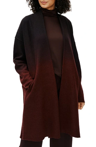 Eileen Fisher Ombre Open Front Wool Coat In Brnst