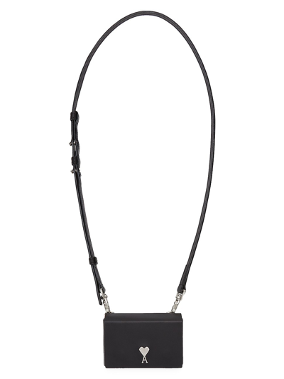 Ami Alexandre Mattiussi Mini Leather Box Bag In Noir