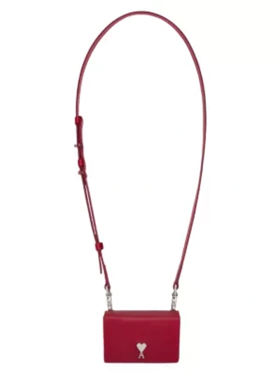 Ami Alexandre Mattiussi Men's Mini Leather Box Bag In Red