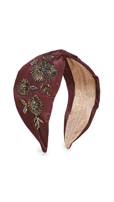 Namjosh Wine Gold Floral Embellisehd Headband