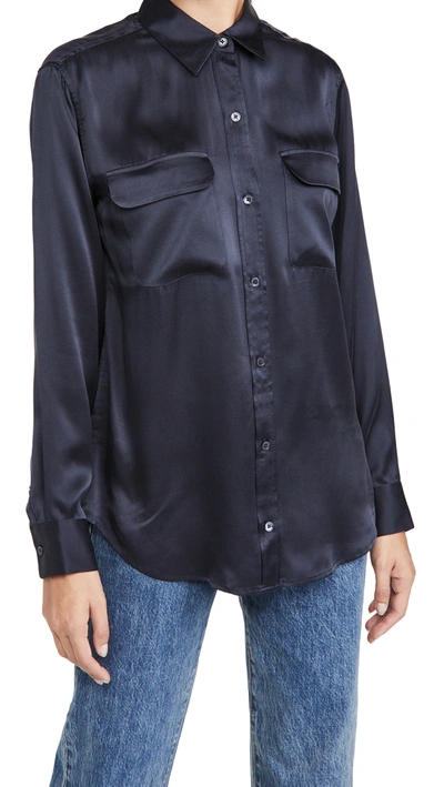 Equipment Signature Solid Button-down Shirt In Blue
