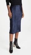 Vince Satin Slip Skirt In Coastal Blue