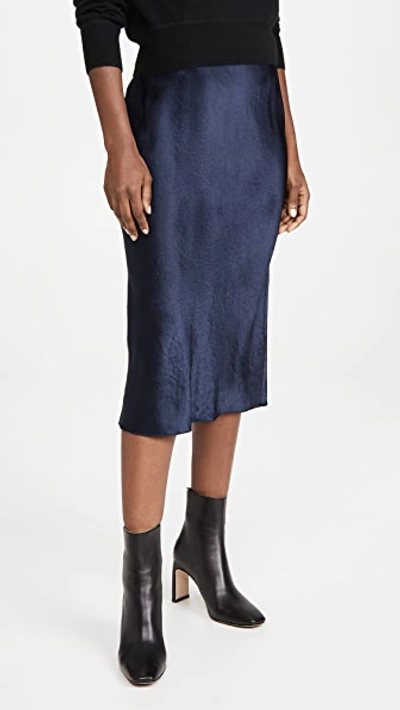 Vince Satin Slip Skirt In Coastal (blue)