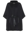 Loro Piana Belted Leather-trimmed Cashmere Cape In Black