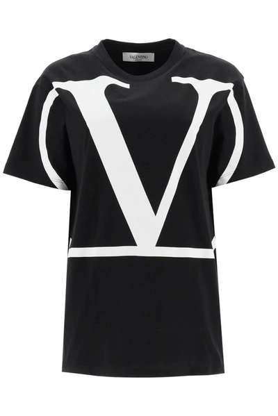 Valentino Oversized Printed Cotton-jersey T-shirt In Nero Bianco