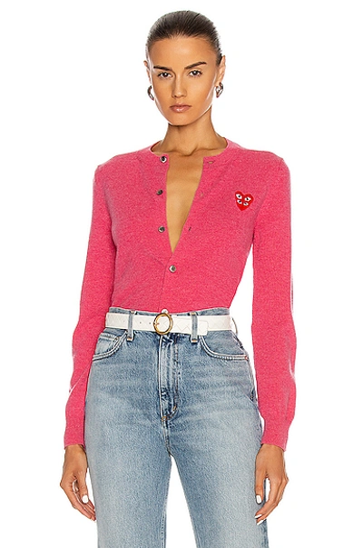 Comme Des Garçons Play Cardigan In Rosado