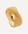 MONICA VINADER 18CT GOLD PLATED VERMEIL SILVER HEIRLOOM WOVEN CROSS RING,000712575