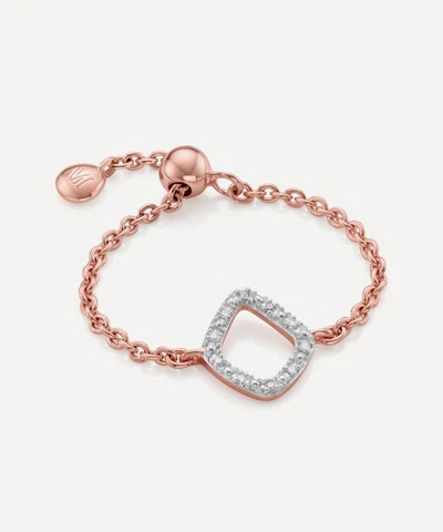 Monica Vinader Rose Gold Plated Vermeil Silver Riva Mini Diamond Kite Friendship Ring