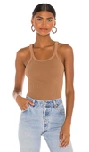 Re/done Ribbed Tank In Natural Tan Brown