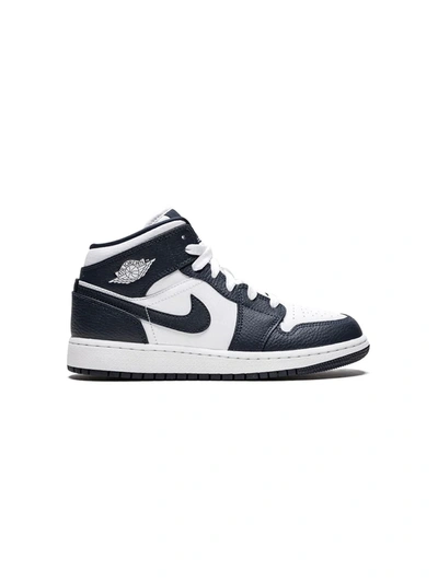 Nike Kids' Air Jordan 1 Mid板鞋 In White/black/multi-color