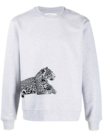 Department 5 Leopard-print Crew Neck Sweatshirt In Grey