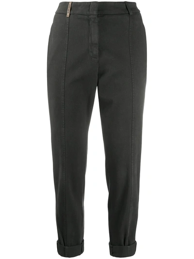 Peserico High-rise Cropped Trousers In Grey