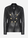 BALMAIN BLAZER DOPPIOPETTO IN PELLE