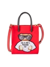 MOSCHINO BEAR EMBROIDERED TOTE,0400012965874