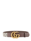 Gucci Brown Gg Supreme Marmont Leather Belt In Brown