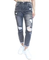 ALMOST FAMOUS JUNIORS' DESTRUCTED HIGH-RISE MOM JEANS
