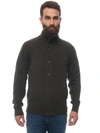 Barbour Patch Zip Card Cardigan In Green Wool In Green