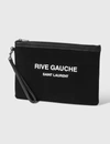 Saint Laurent Logo Print Flat Pouch In Black