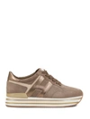 Hogan Midi Leather Platform Sneakers In Brown